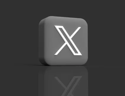 3D X logo on dark background