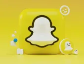 3D snap icon and emoji with yellow background
