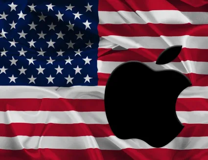 پرچم آمریکا و لوگو اپل American flag and Apple logo
